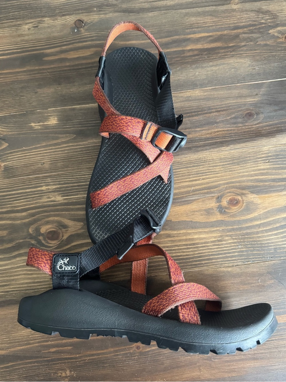 Chaco Women's Sandals - Rust Orange Straps with Black Footbed - Picture 2 of 5